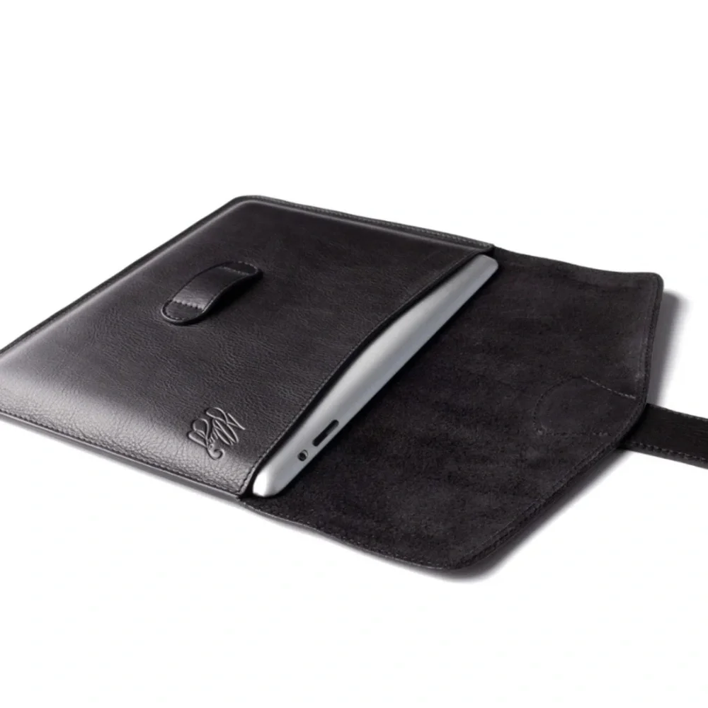 Frank Clegg Smooth Tumbled Black Leather iPad Case Monogrammed JEM